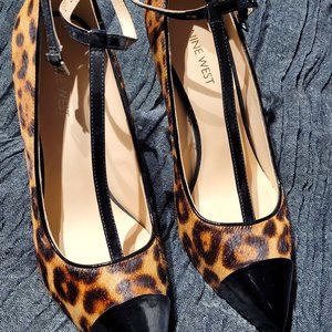 Nine West Stilettos; Leopard Print; Ankle strap; Size 8